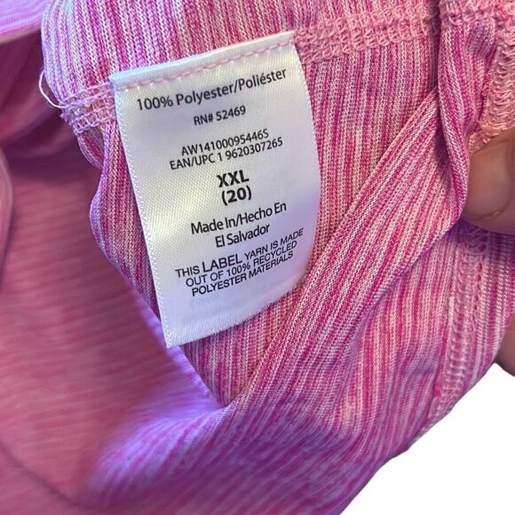 Athletic Works XXL (20) Pink Striped V Neck T-Shirt Top Tee Plus Size - Picture 4 of 5